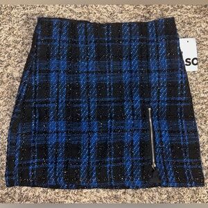 Tweed Mini Skirt in Black/Blue